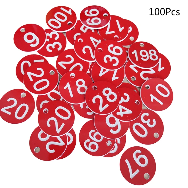 100 sztuk Etykiety numerami identyfikacyjnymi Okrągłe etykiety numerami ABS Kompaktowy rozmiar Szafka wielokrotnego użytku