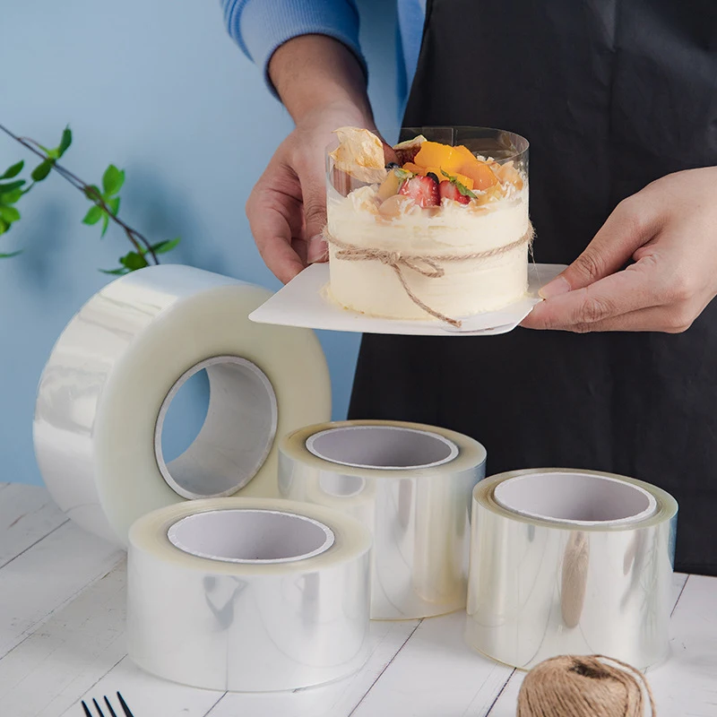 ฟิล์มอะซิเตทสำหรับทำขนมเค้ก 1 ม้วน สำหรับตกแต่งเค้ก ฟิล์มใสสำหรับพันขอบเค้ก มูสเค้ก แผ่นฟิล์มสำหรับพันขอบเค้ก DIY ปลอกเค้ก