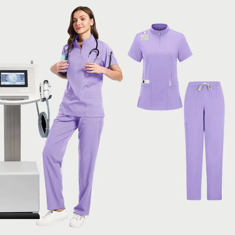

Medical Doctor Nurse Surgical Uniforms Woman Scrub Set Beauty Salon Work Wear Clinical Scrubs Top-Pants Spa Nursing Tunic Suit