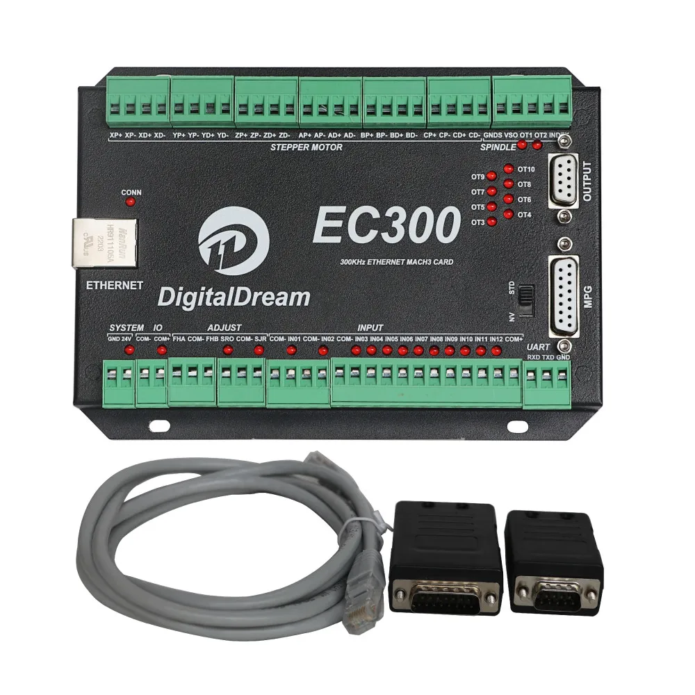 Ethernet Cnc Controlador Ec300 Eixos Cartão de Controle de Movimento para Máquina de Gravura Cnc para Metal e Plástico Mach3