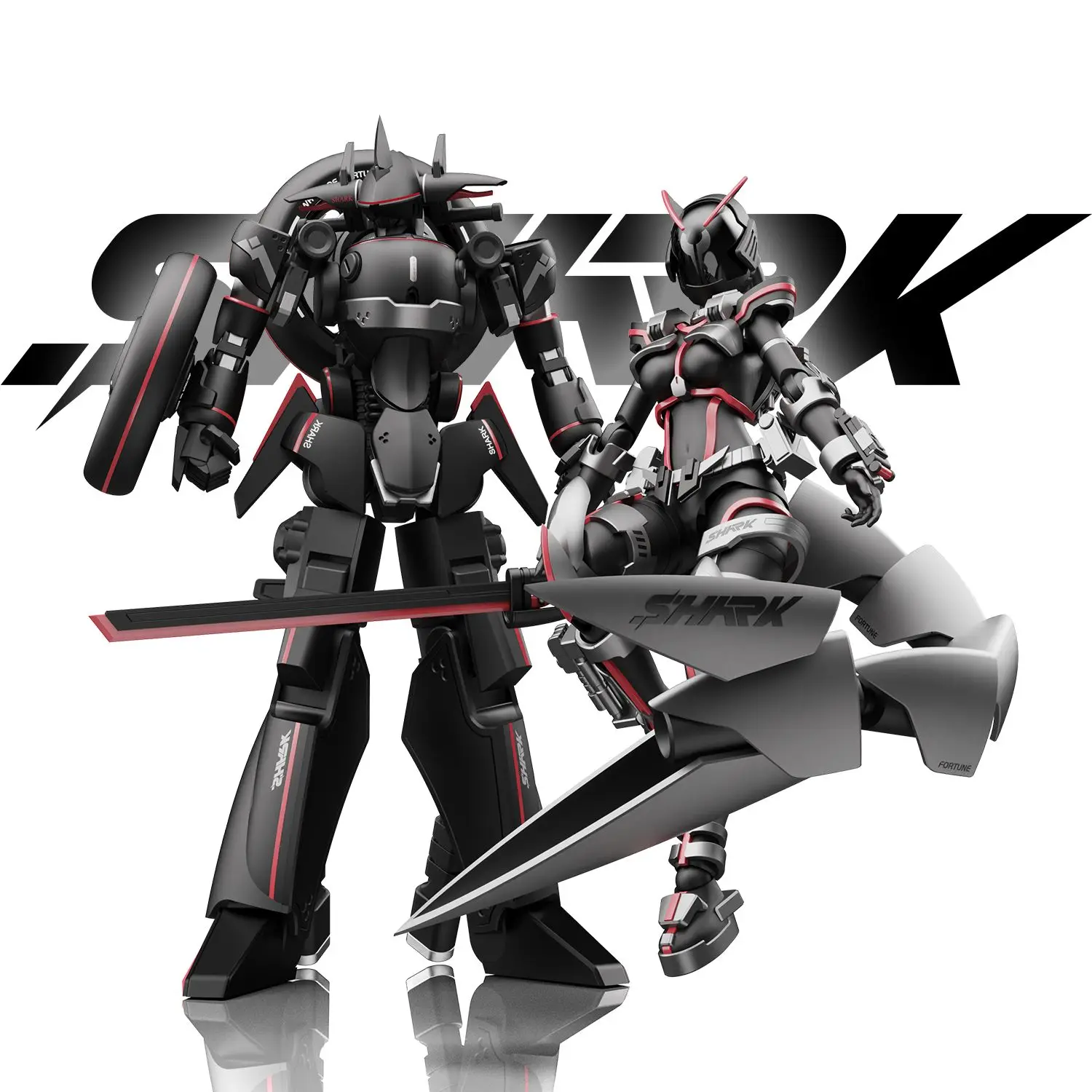 

In Stock Special Edition Yubo Cultural And Creative Cyber Shark War Riding Goddess Shake Guochuang Mecha Assembly Model Toy Gift