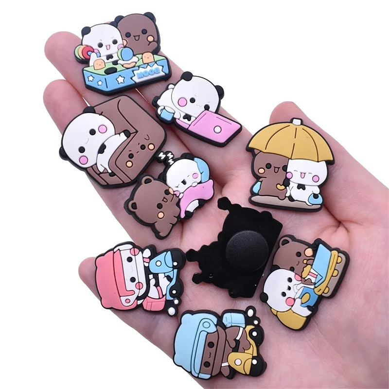 Bear Friends PVC Shoes Charms Accessories Various Brown White Funny Sleep Bear shoe decoration gifts