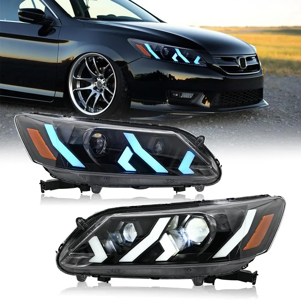 

1Set LED Headlights Assembly for 2013 2014 2015 Honda Accord 4-Door Sedan with Startup Animation Sequential Turn Signal Upgrade