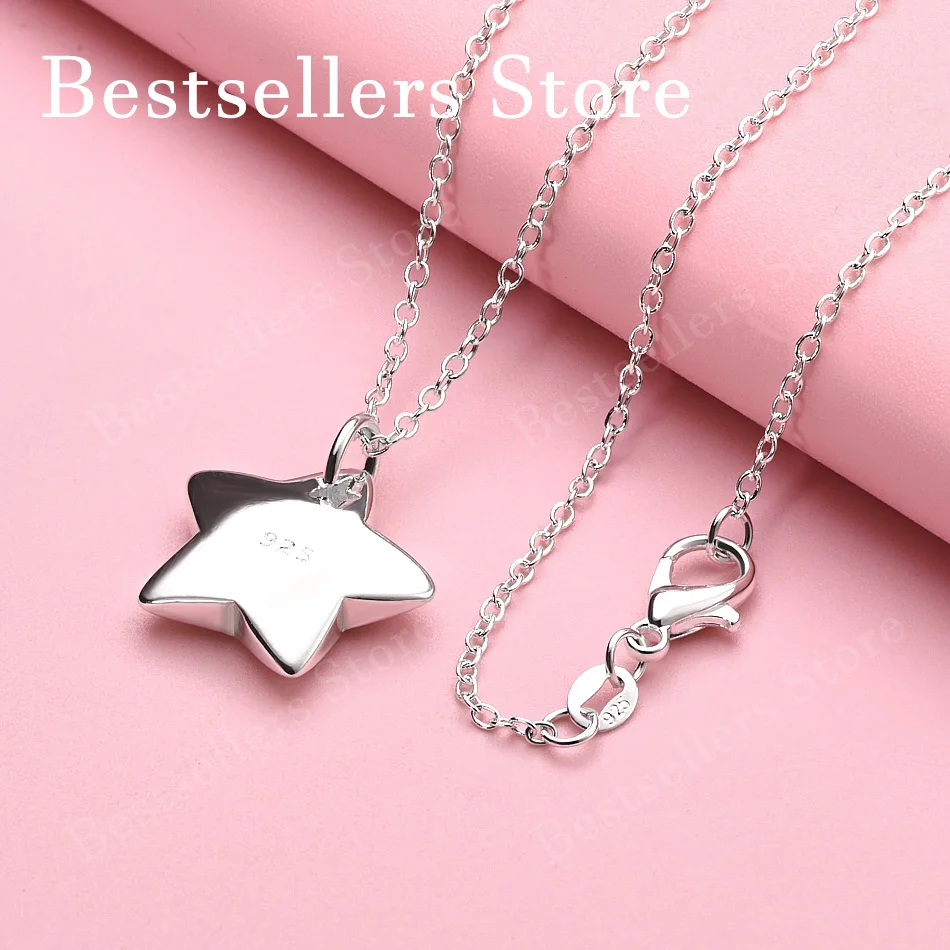 

925 sterling silver 16-30 inch sparkling star pendant necklace for women's fashion wedding jewelry accessories