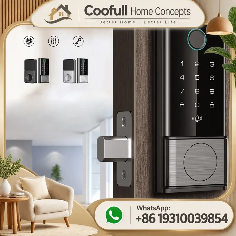 Smart Fingerprint Door Lock WiFi Tuya TTlock App RFID Card IP65 Waterproof American Standard Deadbolt For Home Security
