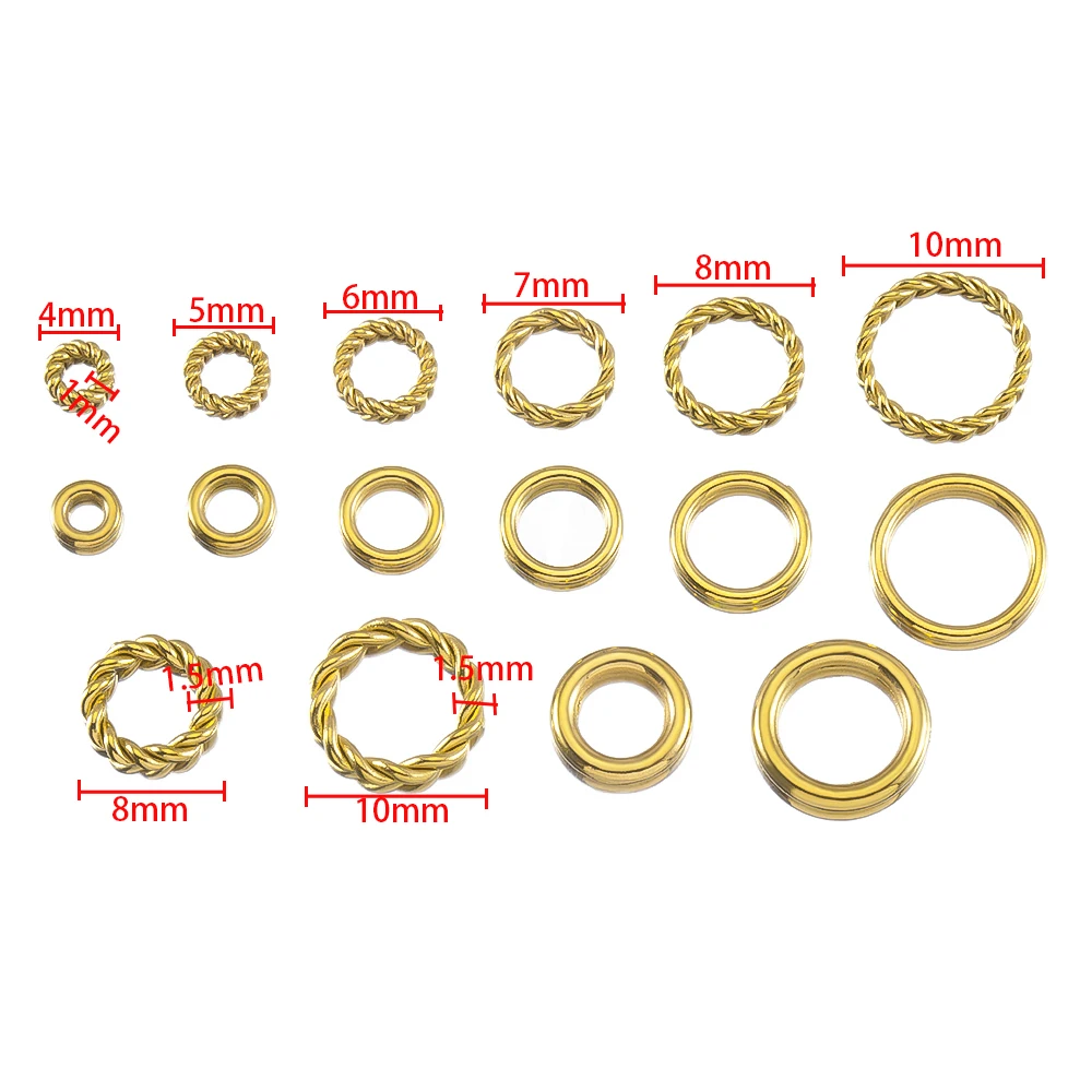 20pcs No Fade Stainless Steel Twist Rope Circle Connector Closed Jump Ring Plated 18K Gold  for DIY Jewelry Making Accessories﻿ image 6