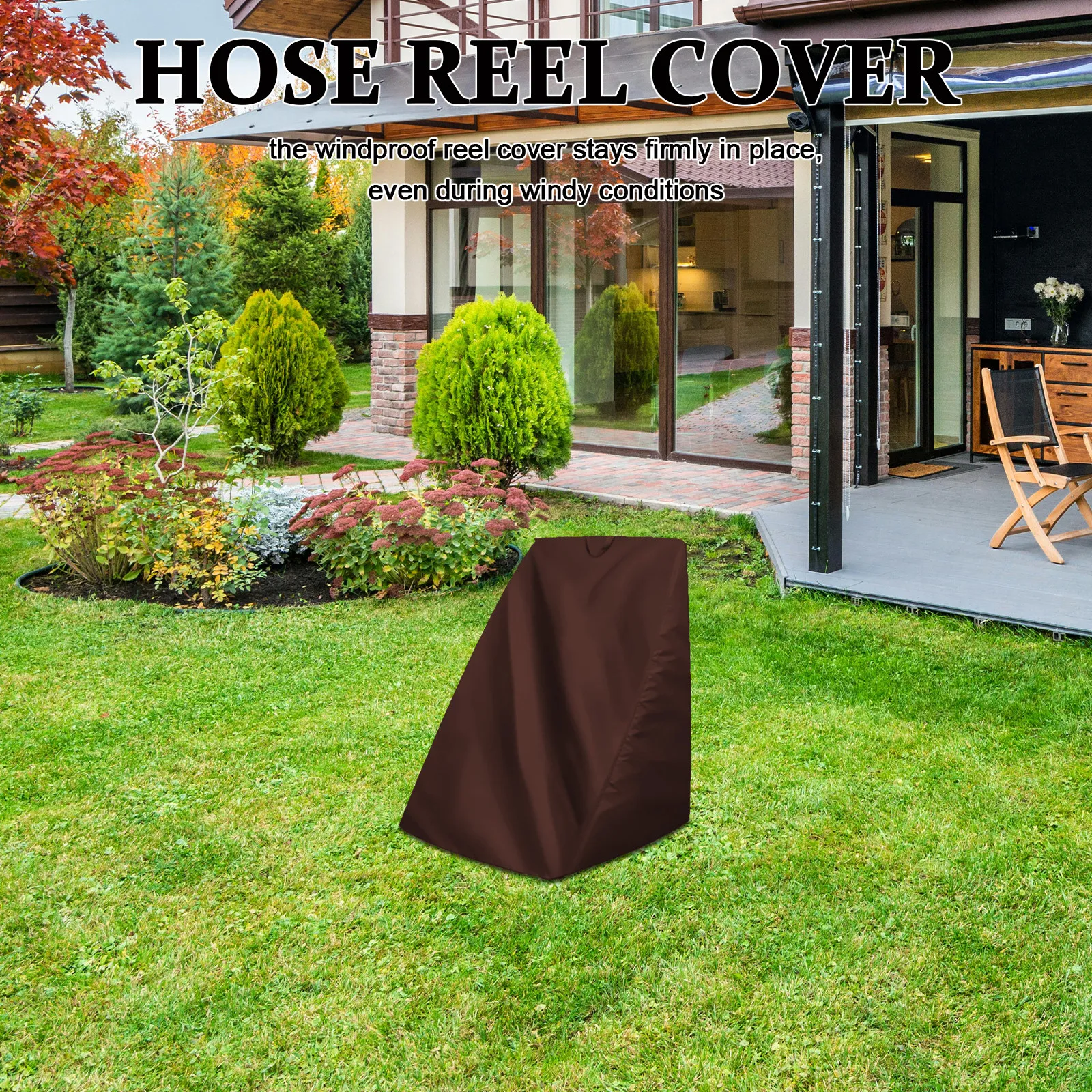 

Garden Hose Reel Cover Premium Oxford Cloth Waterproof Windproof Uv Resistant Wall Mounted Retractable 66x63x88cm Outdoor Hose