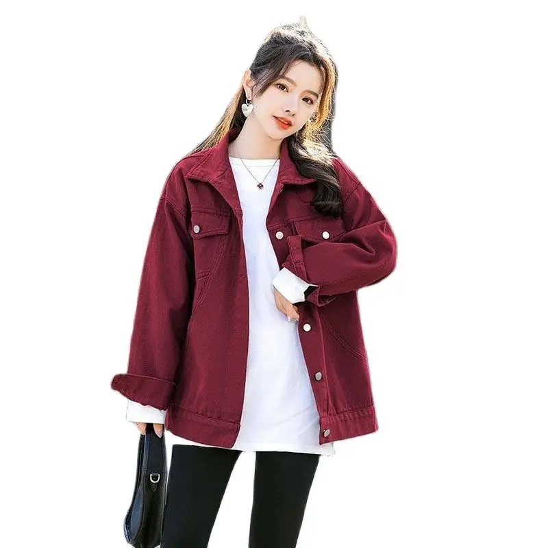 

2022 Spring Autumn Leisure Women's Cowgirl Jacket New Korean Version Loose Coat Wild Pocket Short Denim Overcoat Female Tops