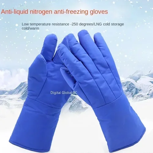 Imagen 2 del producto Guantes criogénicos de 38cm de largo, impermeables, resistentes a bajas temperaturas, nitrógeno líquido, guantes protectores