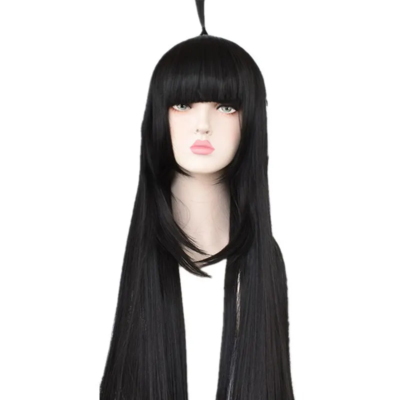 Cosplay Wig For Kelly From The World Of Concave And Convex Long Straight Black Hair With Bangs Anime Character Black Cosplay Wig