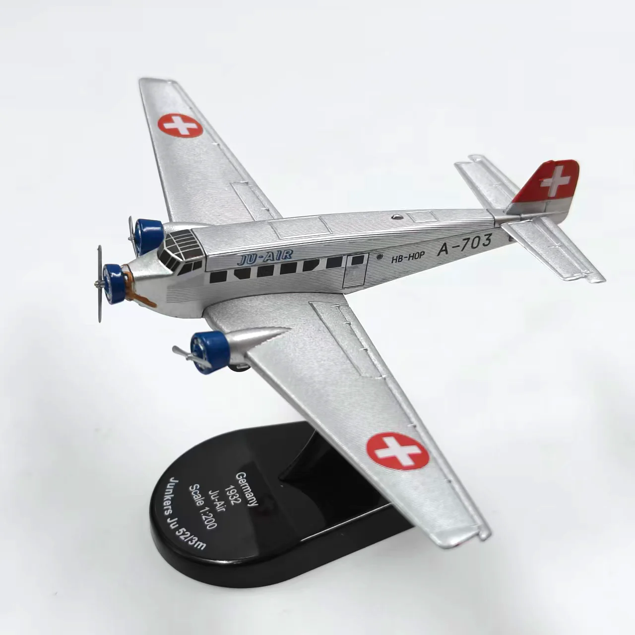 Diecast 1/200 Scale Germany Ju-52 Alloy Transport Airplane Models Simulation Aircraft Finished Static Collection Holiday Gifts
