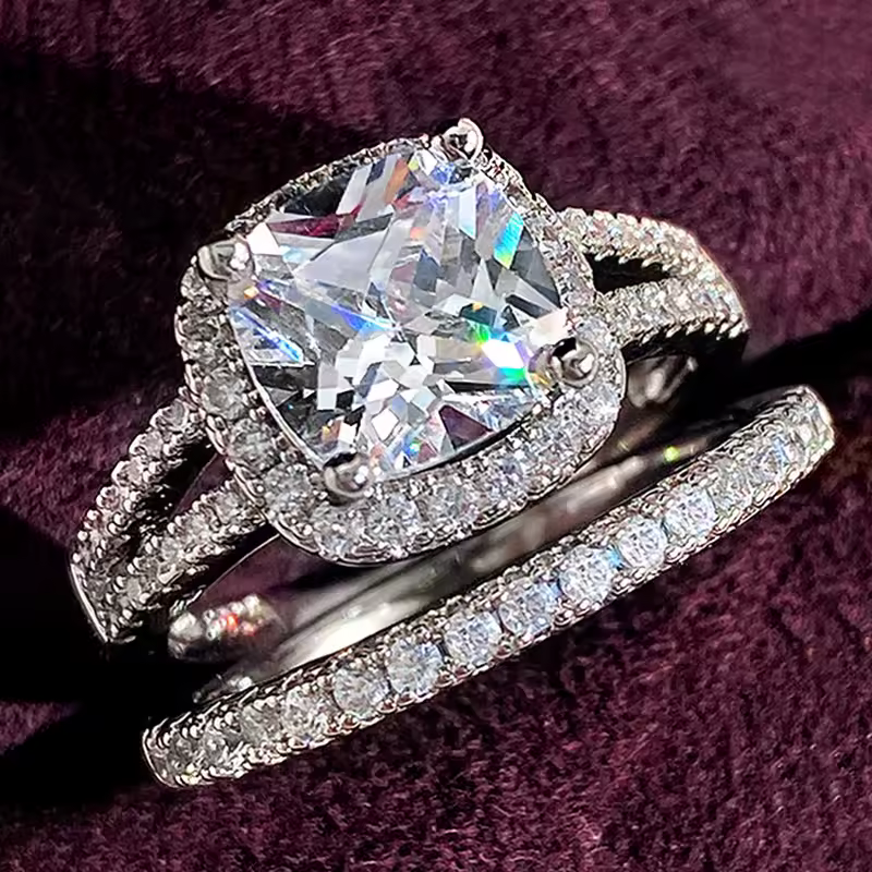 CAOSHI Fashion Wedding Ring Set Review, Square Zirconia Bridal Jewelry for Women image 8
