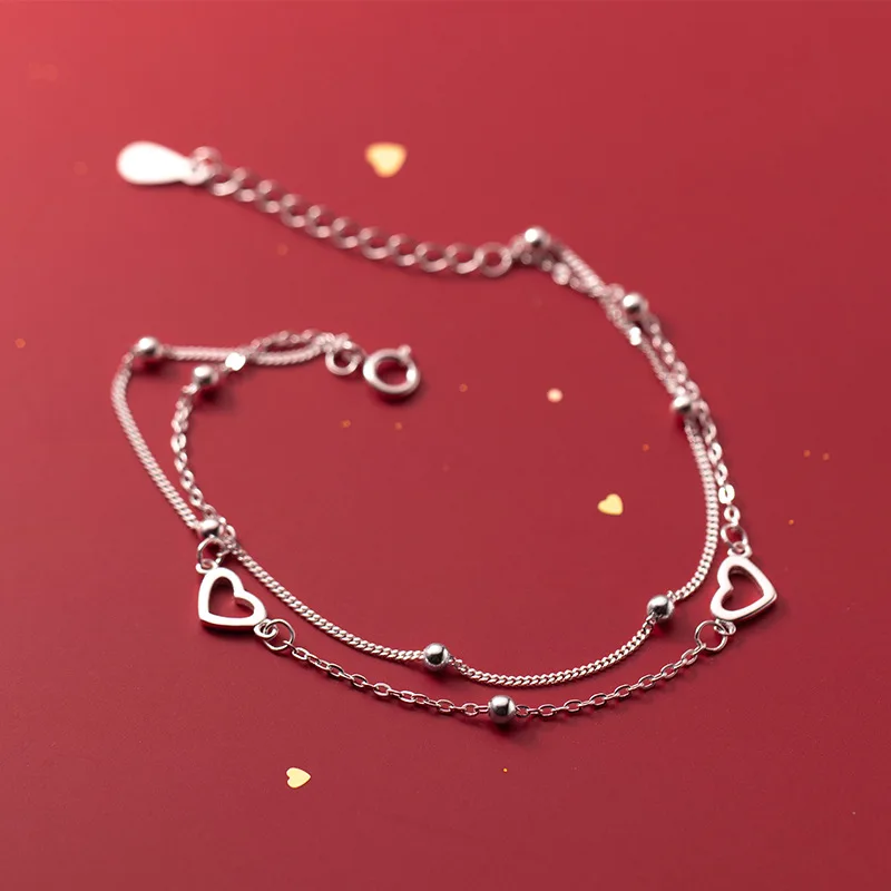 La Monada 16+3cm Layer Chain Bracelets For Women Silver 925 Jewelry Fine Heart 925 Sterling Silver Women\'s Bracelet Female