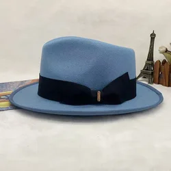Hot Sale Men's Top Hat Woolen Retro British Jazz Hat Autumn And Winter New Felt Cap Fashion Hat