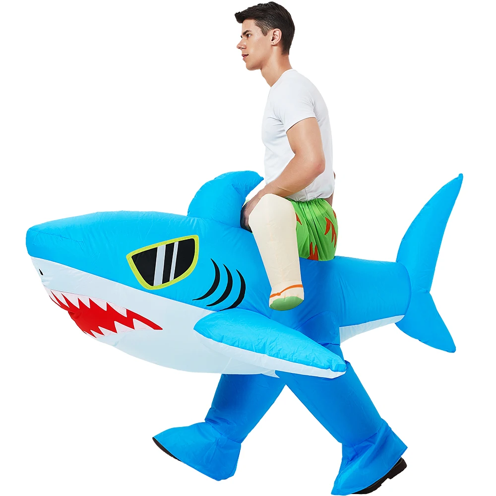 

New Adult Kids Blue Shark Inflatable Costumes Anime Mascot Fancy Role Play Disfraz Halloween Party Cosplay Costume Dress Suits