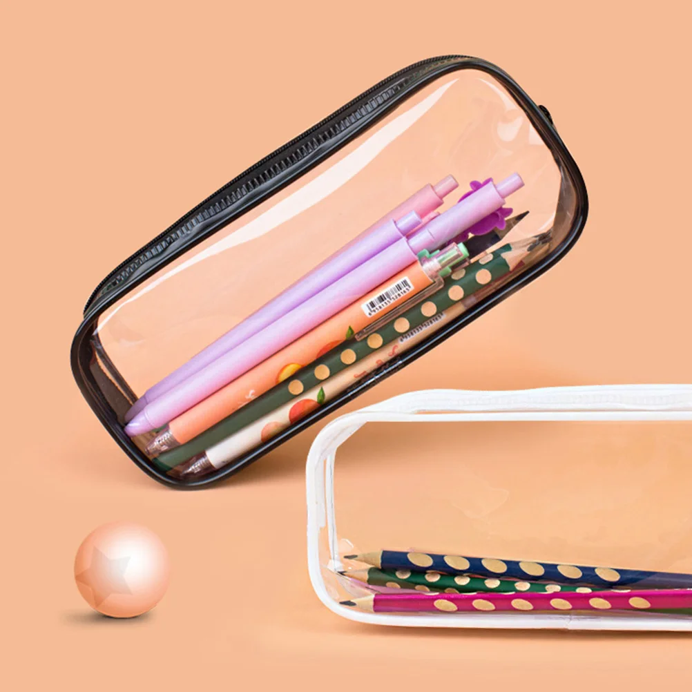 

4 Pcs PVC Pencil Bag Transparent Small Clear Pouch Zipper Waterproof Toiletry Makeup