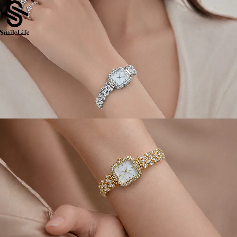 Smilelife 23mm*25.5mm Women's WristWatch Japan Quartz Movement Luxury Women's Diamond Square Women Watches