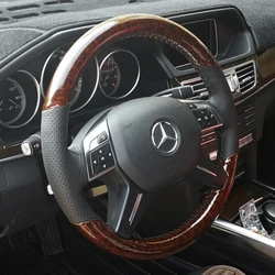 For Mercedes Benz C GL M Class W204 X166 W166 2011-2015 Hand-stitched Genuine Leather peach wood grain Car Steering Wheel Cover