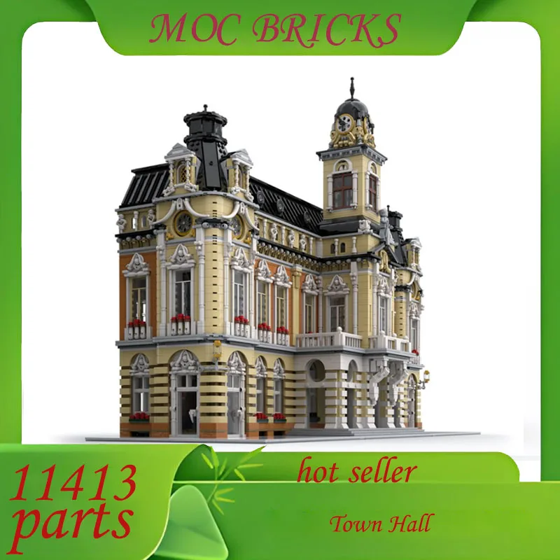 Personalizza 14705PCS Classici Town Hall MOC Puzzle Creativo StreetView Architettura Modello tecnico Compleanno Assemblaggio Giocattolo Regali