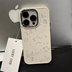 Hollow Out Stacked Pentagram Phone Case For IPhone 16 11 12 13 14 15 Pro Max Silicone Soft INS Covers Case Funda Bumber