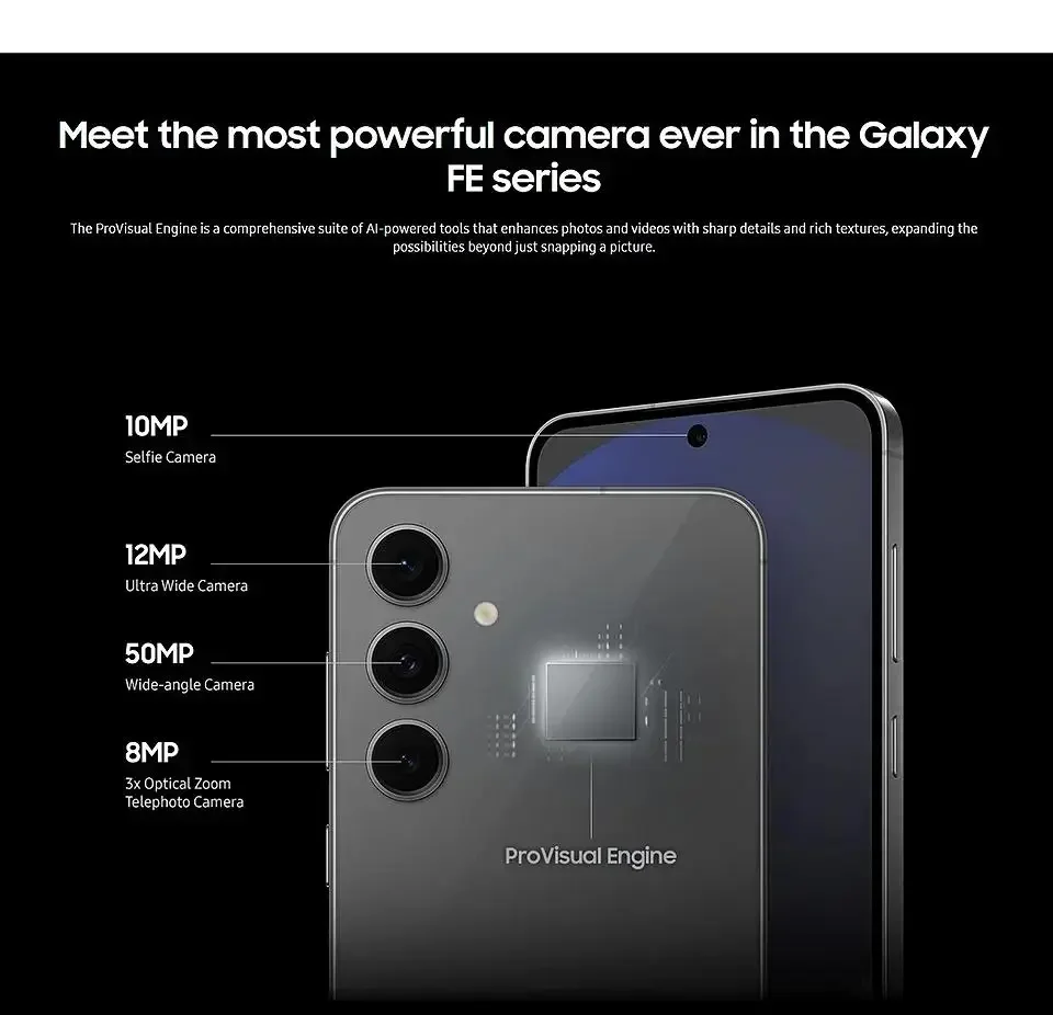 هاتف Samsung Galaxy S24 FE 5G مقاس 6.7 بوصة AMOLED ROM 128/256/512GB RAM 8GB Exynos NFC Android AI هاتف محمول بحالة ممتازة