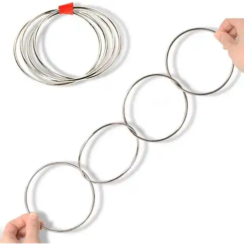 4pcs 10cm Chain Chinese Ring Close-Up Magic Trick Props Magic Linking Rings Magic Toys Gift for Kids Party Stage Performance