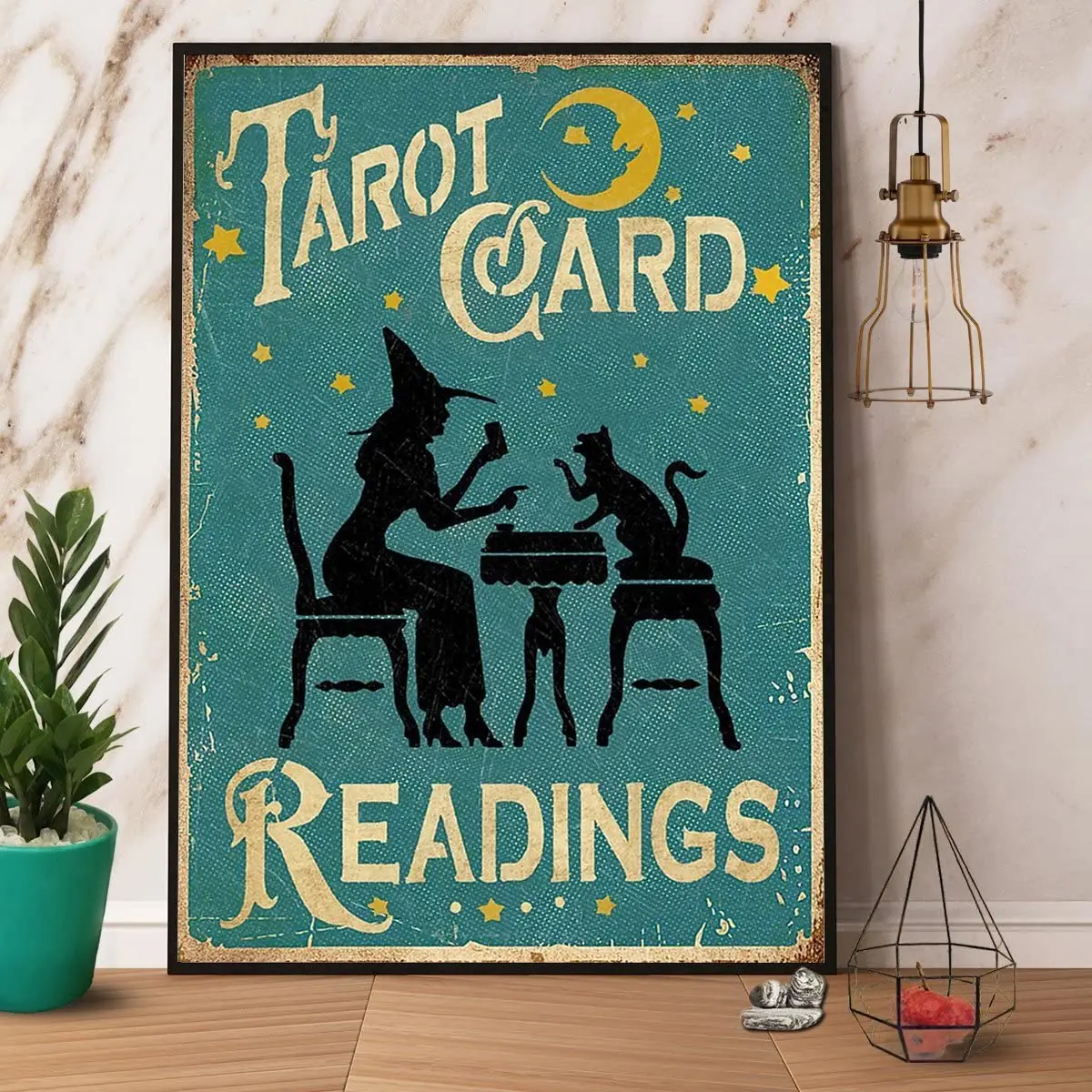 Tarot Card Reading Great Cat Print Gift Poster Vintage Kitchen Funny Tin Sign Metal Tin Sign 8X6  for Cafe Bar Bedroom Wall Deco