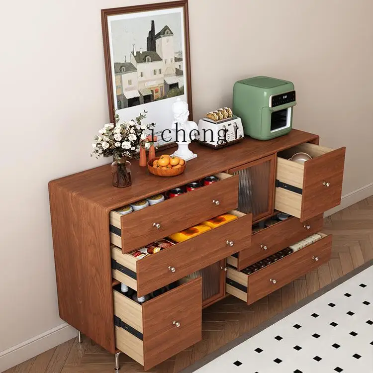 Cabinet solid wood chest, simple modern living room storage, dining side cabinet, bedroom retro storage cabinet