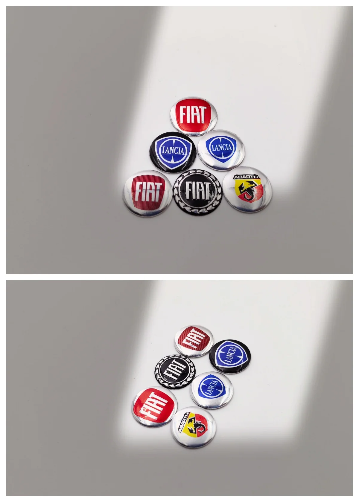 100 unidades de emblemas/pegatinas de repuesto para llave remota de coche FIAT 500 Abarth Lancia, botón de radio, 14mm 15mm