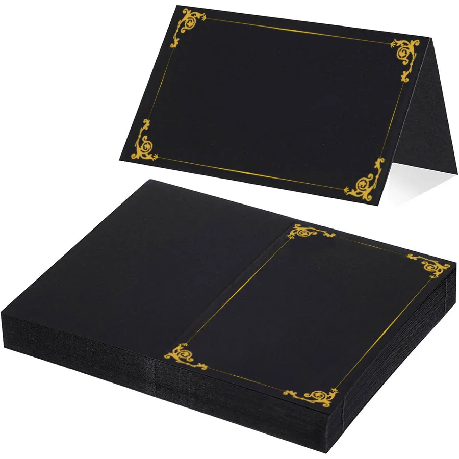 

20/50/100 шт. полускладное черное горячее тиснение, номер свадебного сидения, настольная карта, карта с местами, знак для дня рождения, банкета в карточке