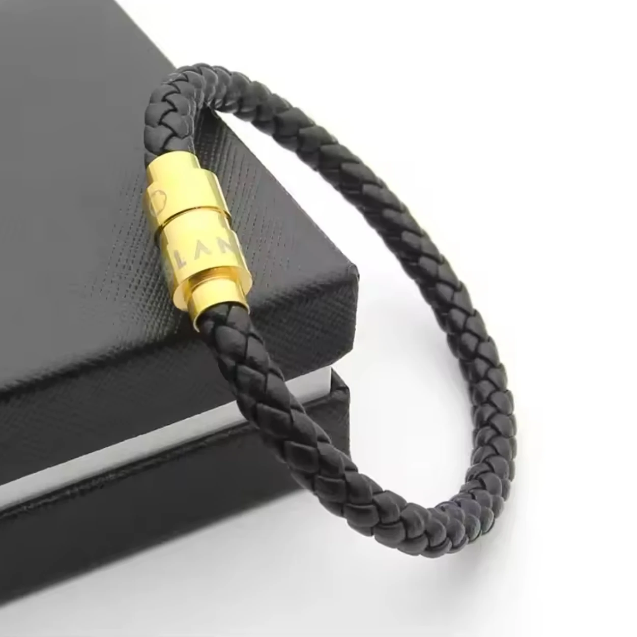 MB الرجال بالجملة سوار من الجلد المضفر بمشبك مغناطيسي #4