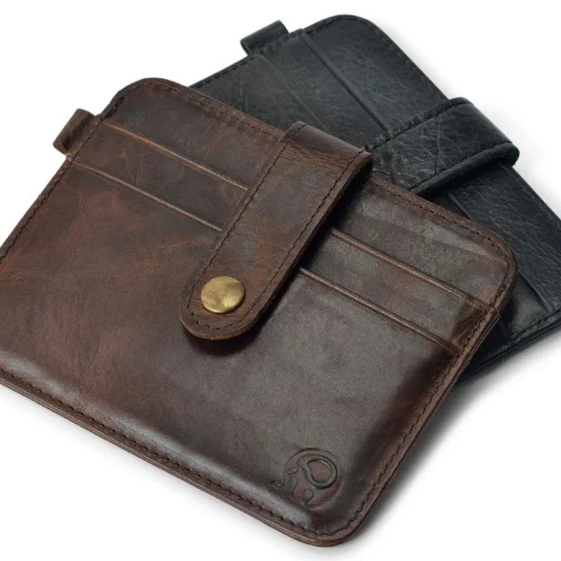 Men Genuine Leather Slim Wallet Male Small Purse Mini Money Bag Walet Thin Portomonee Carteras Man's Wallet Card Holder