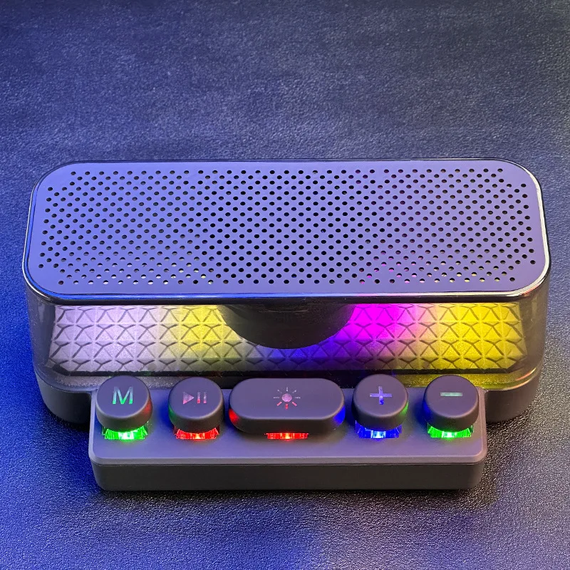 Portable Bluetooth-compatible Speaker RGB Hifi Subwoofer Sound Box Desktop Double Trumpet Colorful Keyboard Music Player USB TF