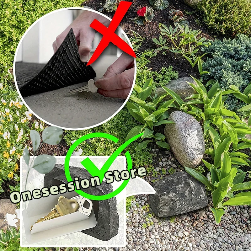 Waterproof Resin Rock Key Box - Outdoor Hidden Key Safe, Fake Stone Lock Box for Emergency Access