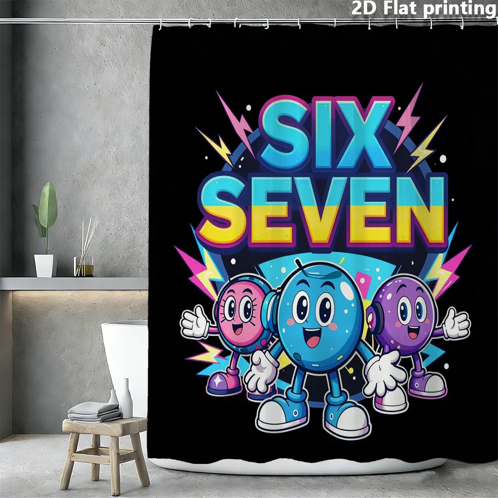 

"Space Cartoon Shower Curtain 1pc with 12 Grommets Polyester 2D Flat Print 70.8x70.8 Inch for Kids Bathroom Decor