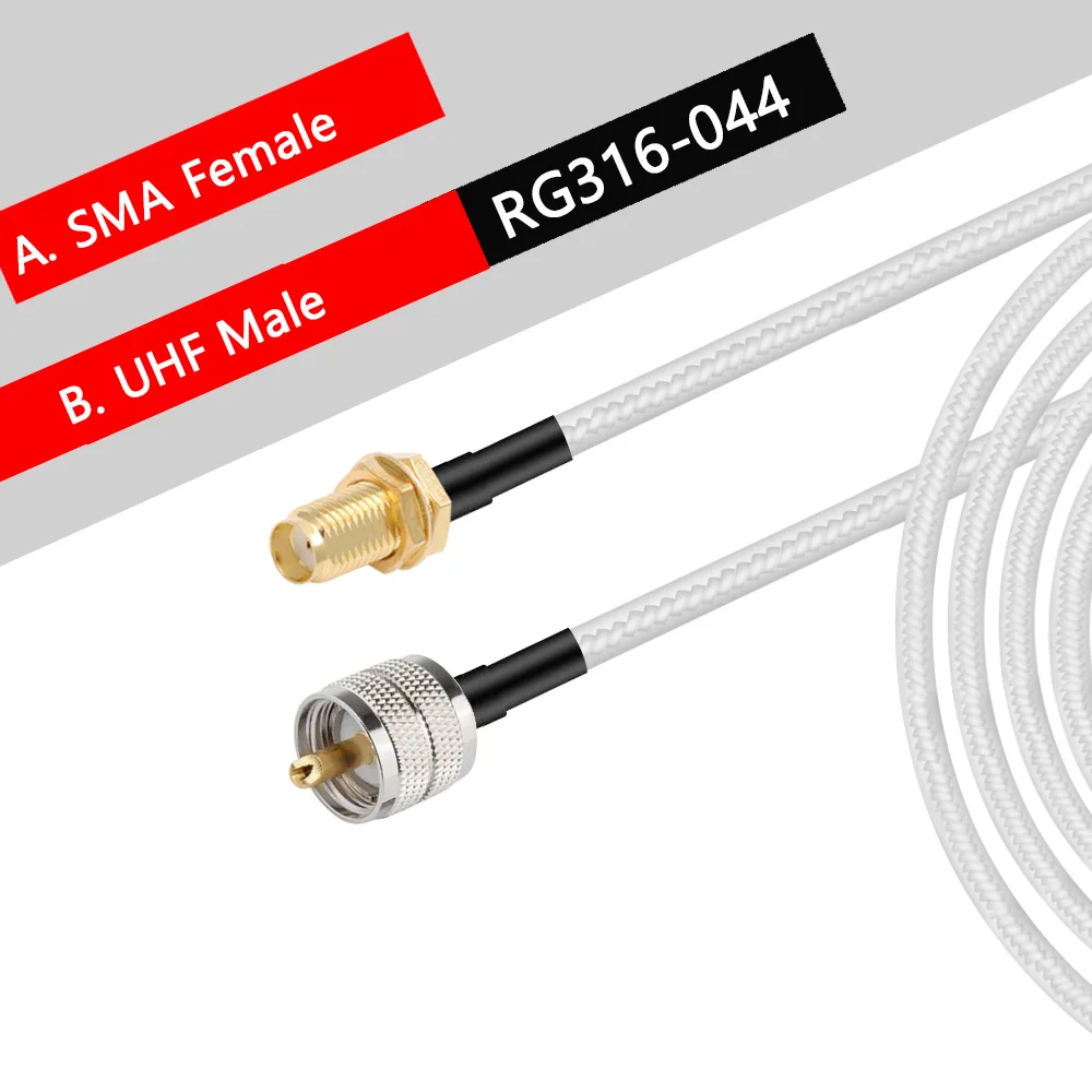 Rg316 cabo coaxial sma plugue macho para uhf pl259 so239 conector sma fêmea jack reto para uhf rf jumper pigtail cabo 4 polegadas ~ 20m