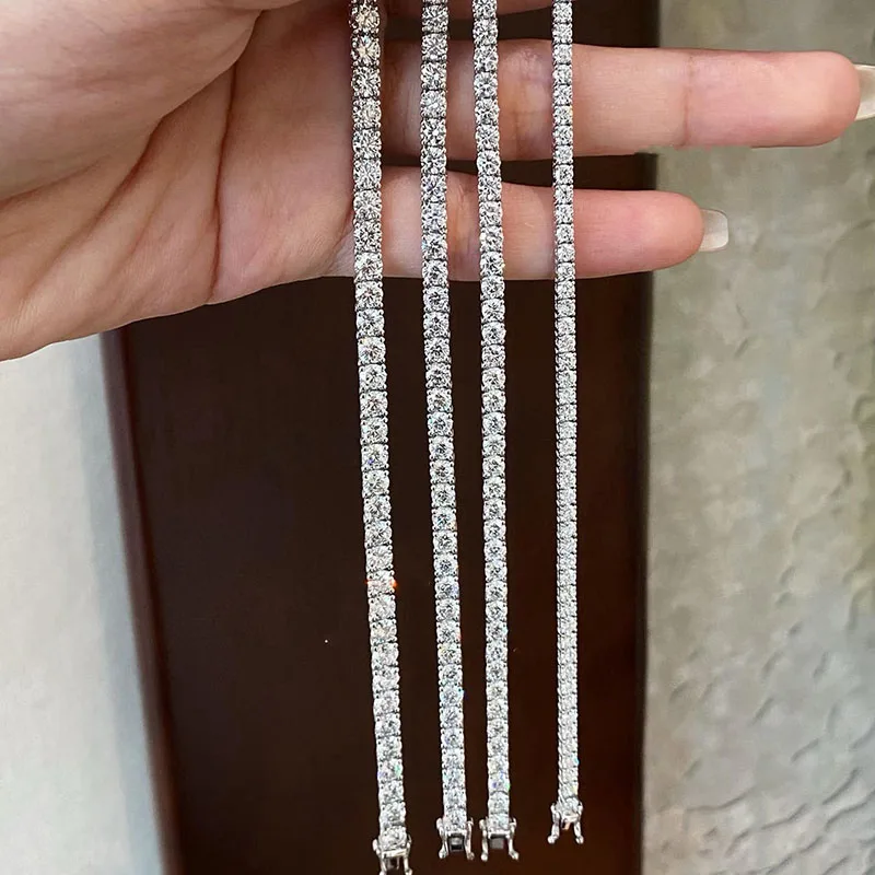 10K White Gold Diamond Tennis Bracelet 2.3mm 3mm 3.5mm 4mm Each HPHT Lab Grown Diamond DEF-VS VVS Luxury Chain 16CM 17CM 18CM
