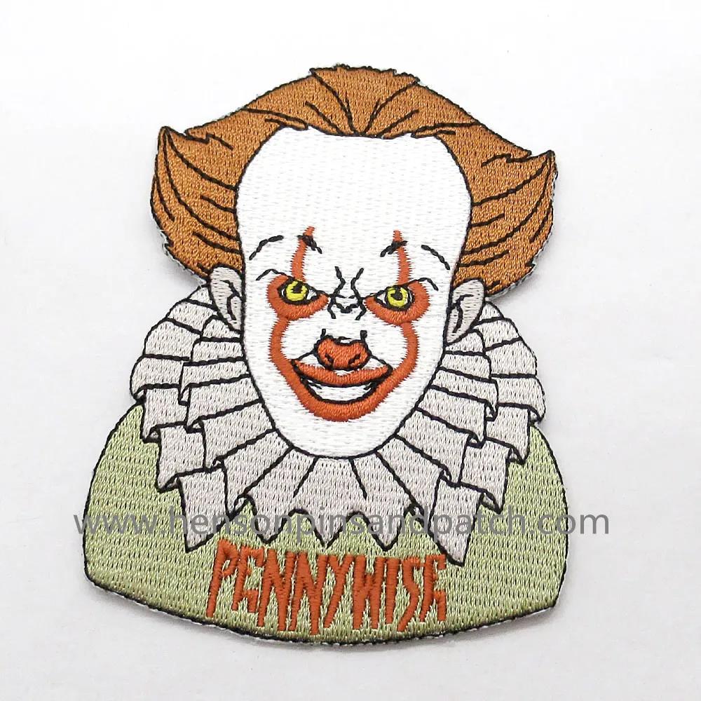 

China manufactory Creative punk clown ghost head skull movie character decoration embroidery patch