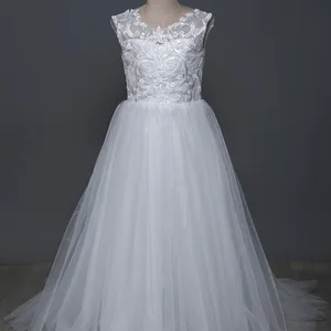 White Lady Dresses of Honor Girls Girl Dresses of Flower Dress Children Children's Wedding Party Pageant First Communion Big Dress Bowless Bow 10 Main Sales Dress Bridesmaid Wedding - №5