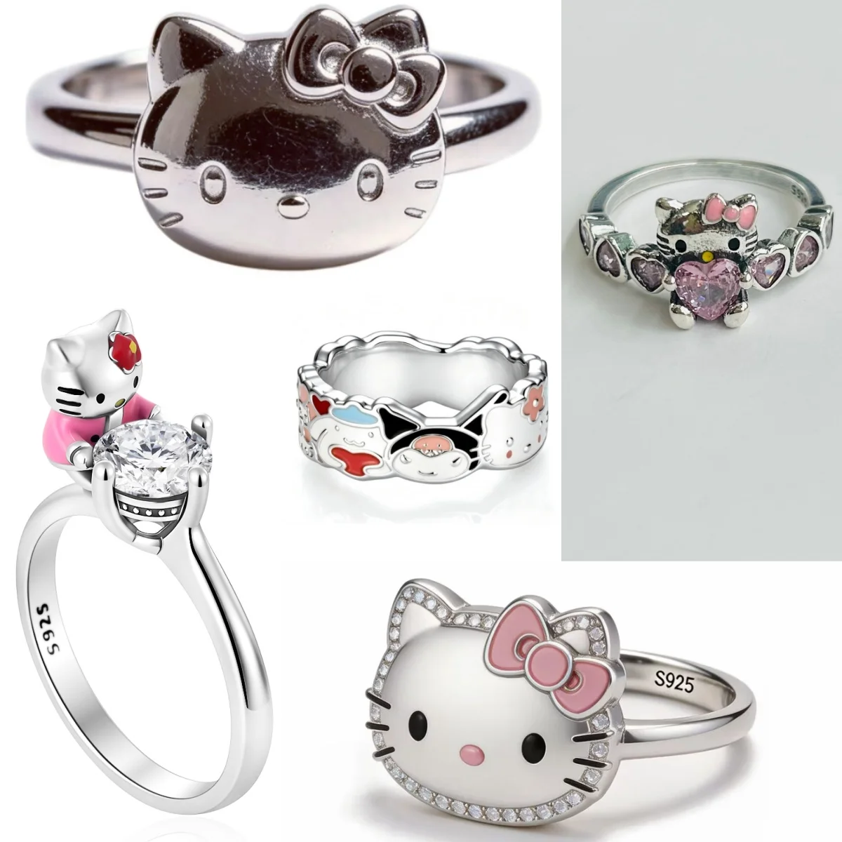 New Hot Selling Fashion 925 Silver Cute Cartoon Animation Ring Women's high-end Jewelry Gift Wedding Crystal Luxury Accessories