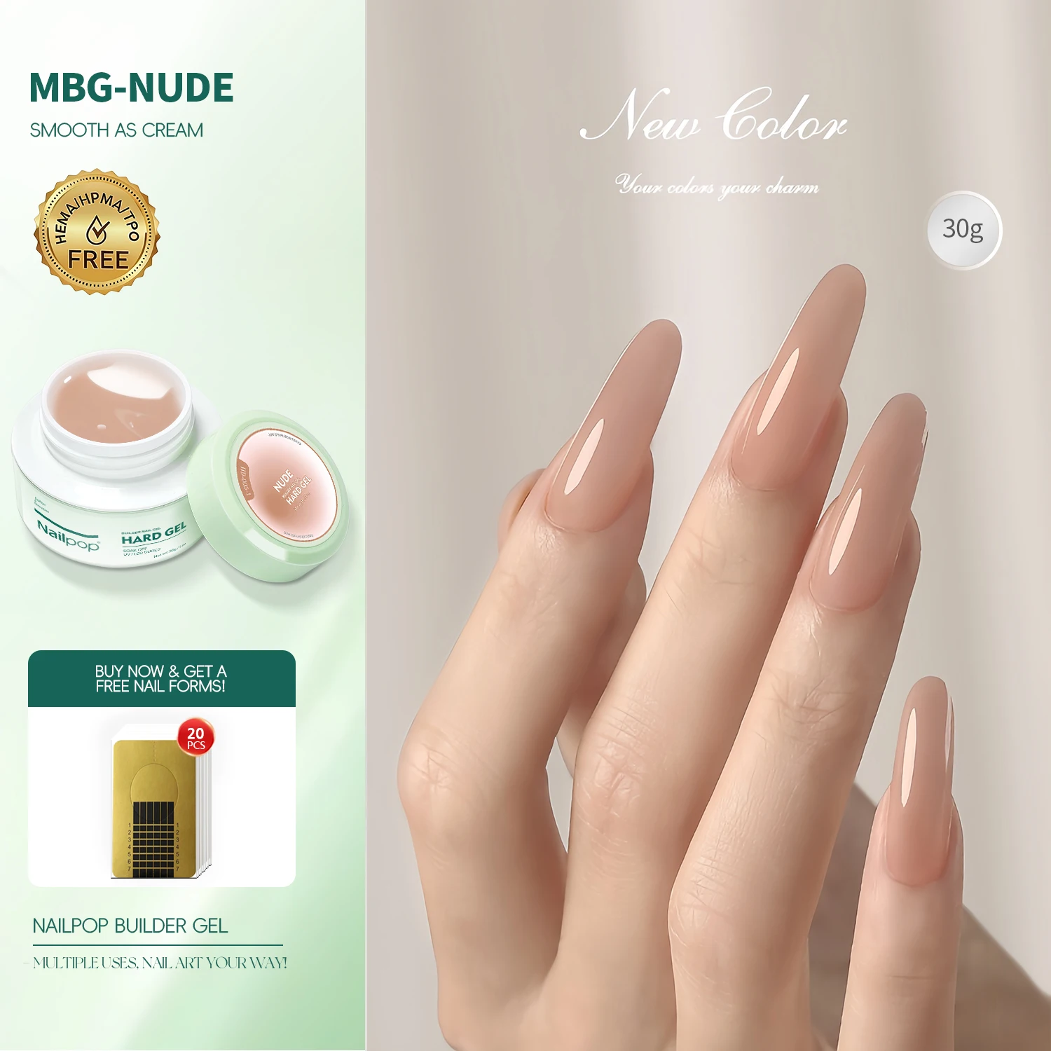 Nailpop Builder Gel HEMA/TPO-frei, UV-härtendes, milchiges, glattes Hartgel für schnelle Nagelverlängerungen, langanhaltend, ablösbar, DIY-Maniküre, 30/100g – Detail 6