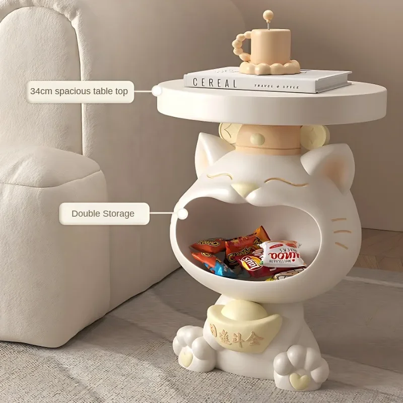 Cream Style Big Mouth Lucky Cat Storage Side Table Floor-standing Ornaments Cute Bedroom Sofa Side Living Room Home Decorations