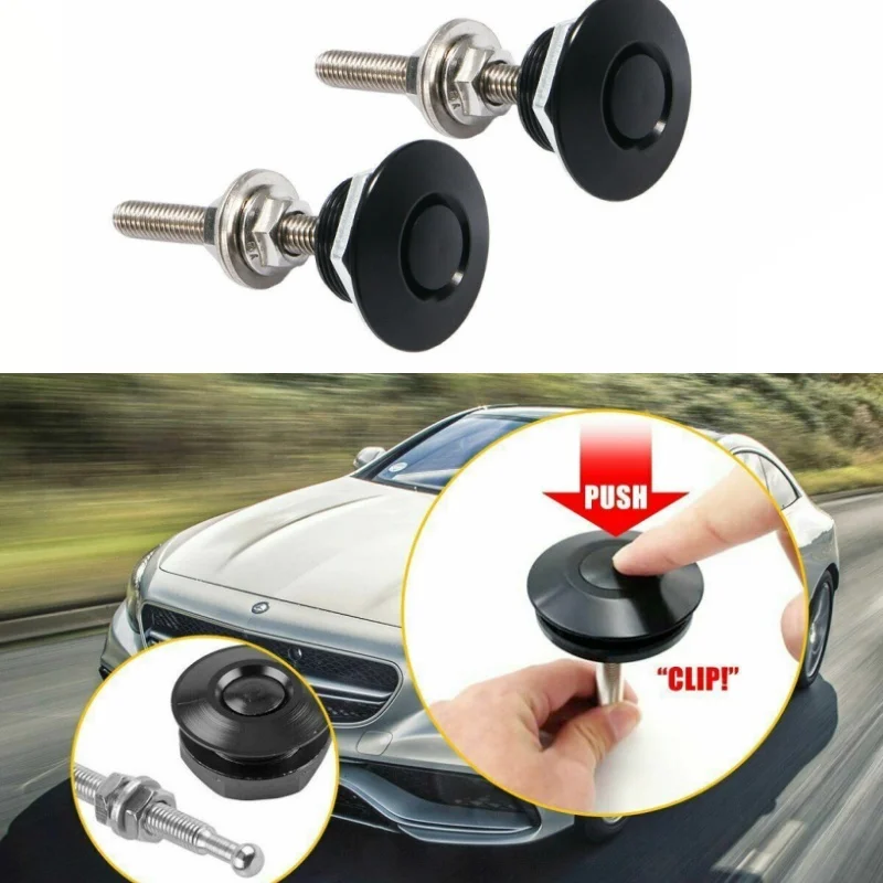 

4pcs Bonnet Lock Push Button Quick Release Black Car Bumper Hood Pin Bonnet Lock Latch Clip Universal Engine Hood Locks