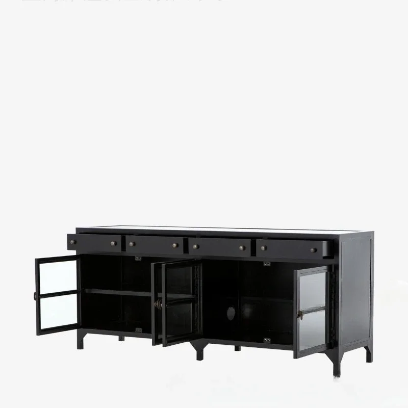 

Retro dining side cabinet Solid wood bucket cabinet French light luxury entrance cabinet Small apartment simple