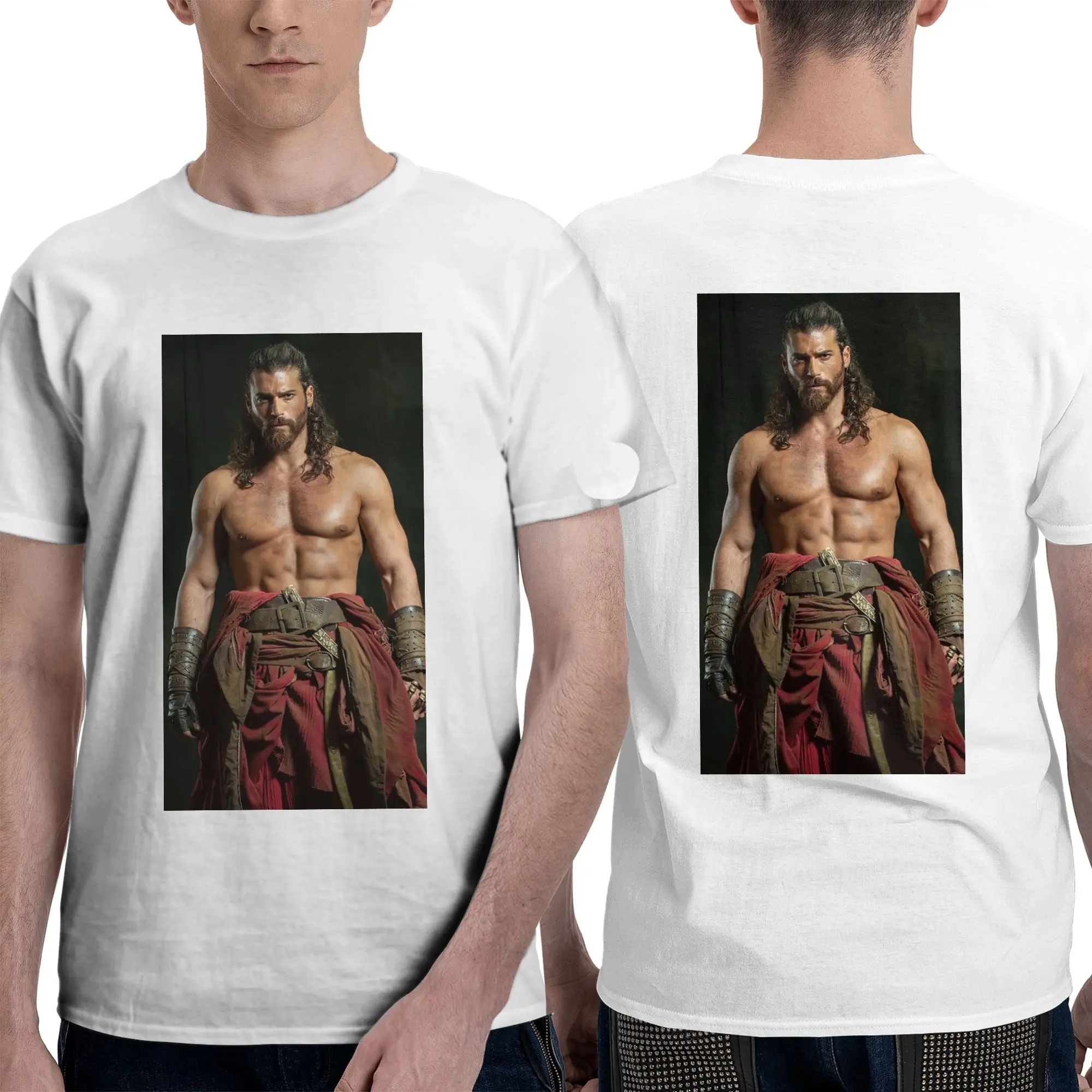 100% Cotton Actor Can Yaman Photo T-Shirt Men's Double Sided T Shirt Men Round Neck Summer Shirts Tops Oversized