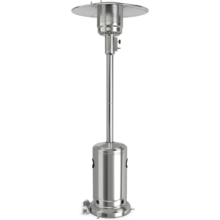 

Patio Heater with Wheels 48000 BTU Propane Standing Outdoor Heater for Commercial and Household Use Triple-Over Protect