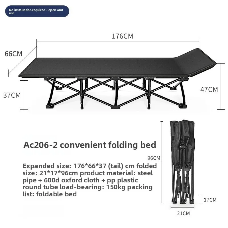 Outdoor Camping Folding Bed Easy Portable Field Cot Solo Office Nap Bed Home Portable Multipurpose Camp Bed Single Folding Bed