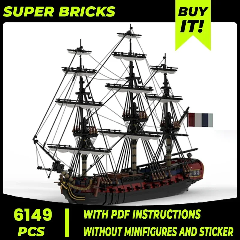 Moc Building Bricks Military Model French Frigate 