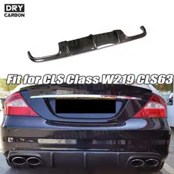 For W219 Carbon Fiber Rear Lip Diffuser Spoiler for Mercedes Benz CLS Class CLS63 AMG 2004 - 2010 Rear Bumper Guard Accessories