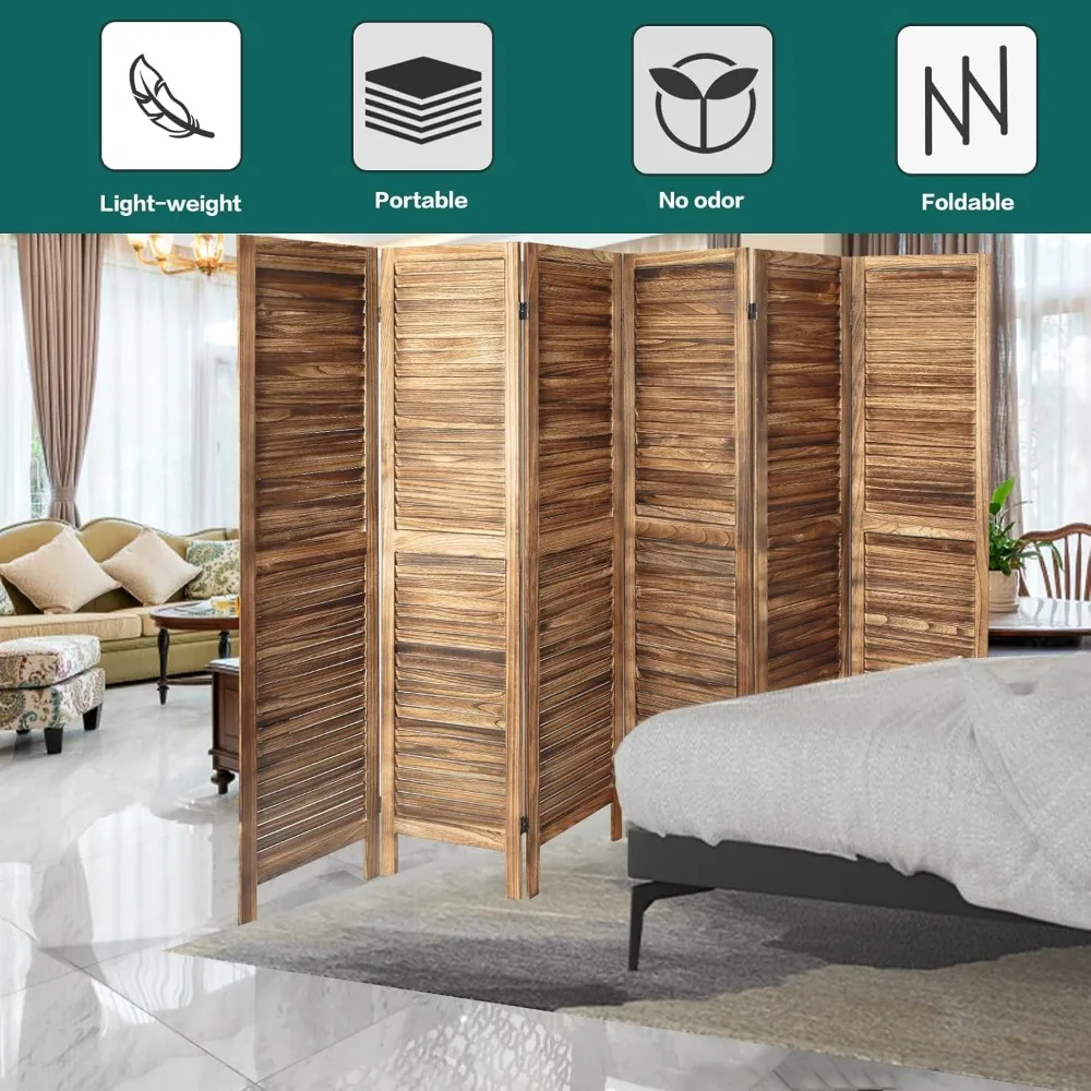 Room Dividers, 6 Panel Wood Room Screen Divider Freestanding, Folding Privacy Screen and Room Dividers, Wall Dividers, Da